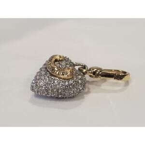 Juicy Couture  Charm - Gold Puffy Heart Pave Crystal Charm - Vintage Y2K Jewlery